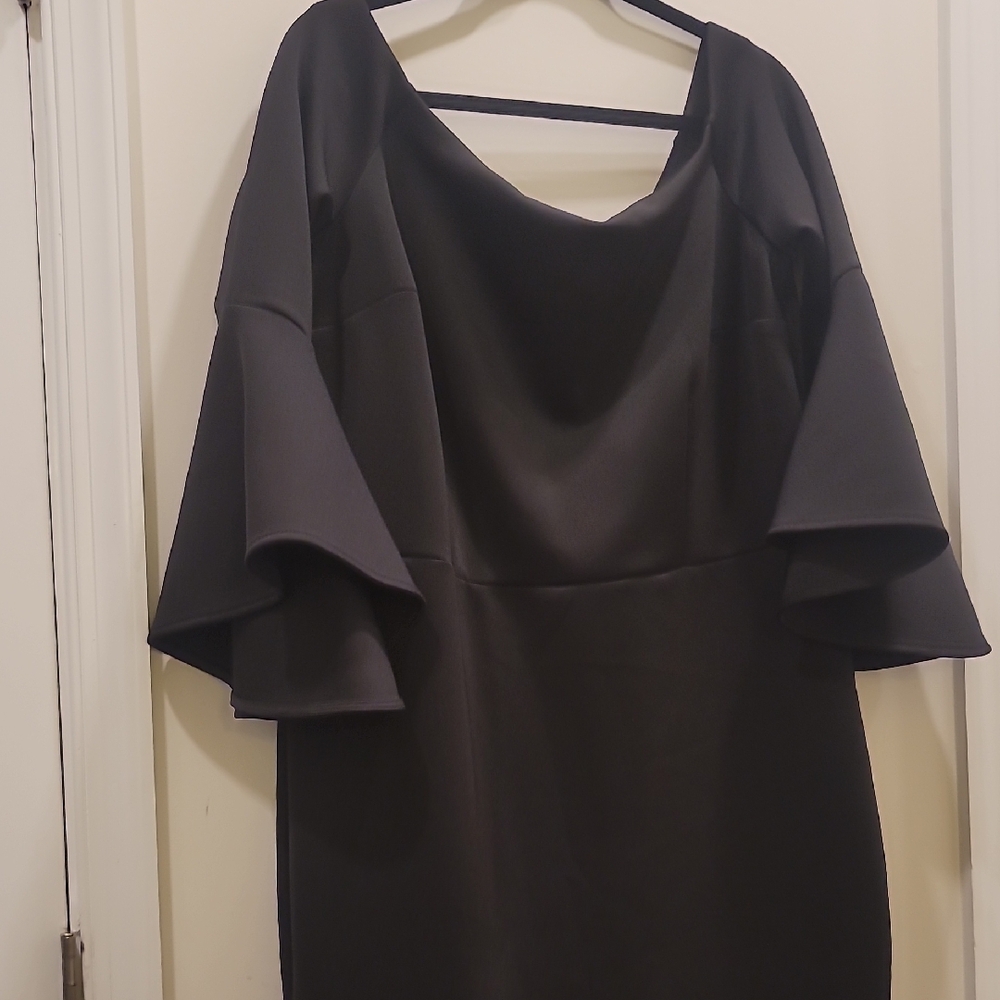 Eloquii Black Cowl Neck Sheath Dress with Dolman Sleeves